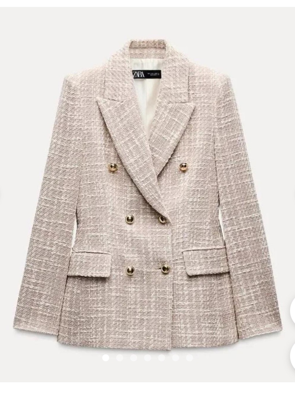 Zara Double Breasted Textured Weave‎ Jacket Blazer Women’s Sz S